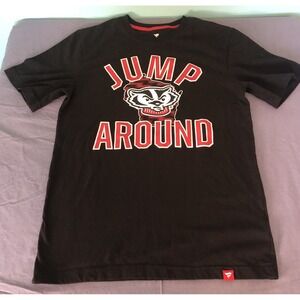 Men's Black Fanatics  Wisconsin Badgers  Jump Around T-Shirt M